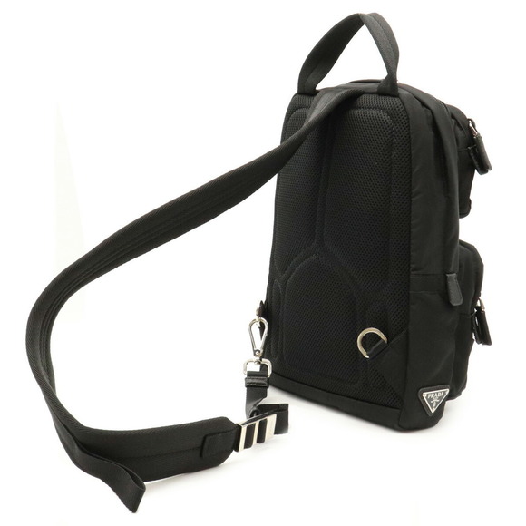 Prada Tessuto Montagn Body Bag Nylon Leather Nero Black - Picture 2 of 9